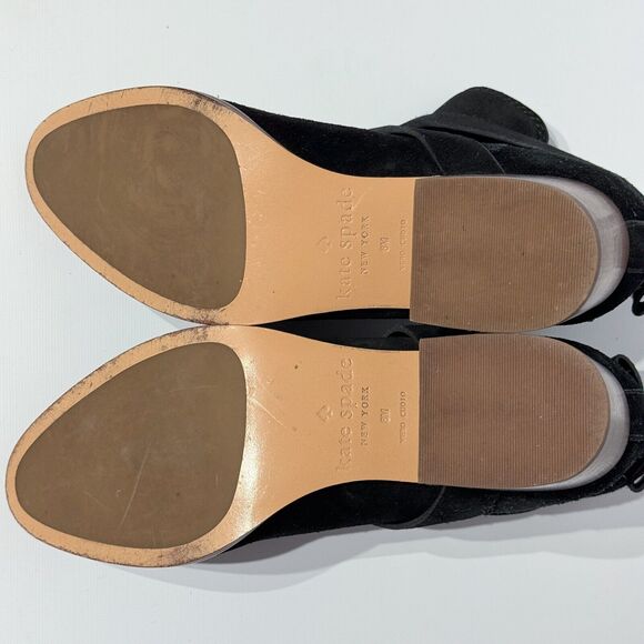 Kate Spade Polly Black Suede Buckle Strap Ankle Booties Boots Women’s Size 8M - Picture 16 of 16
